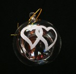 Hanging Clear Glass Tealight Holder- Ball - Silver Glitter Hearts